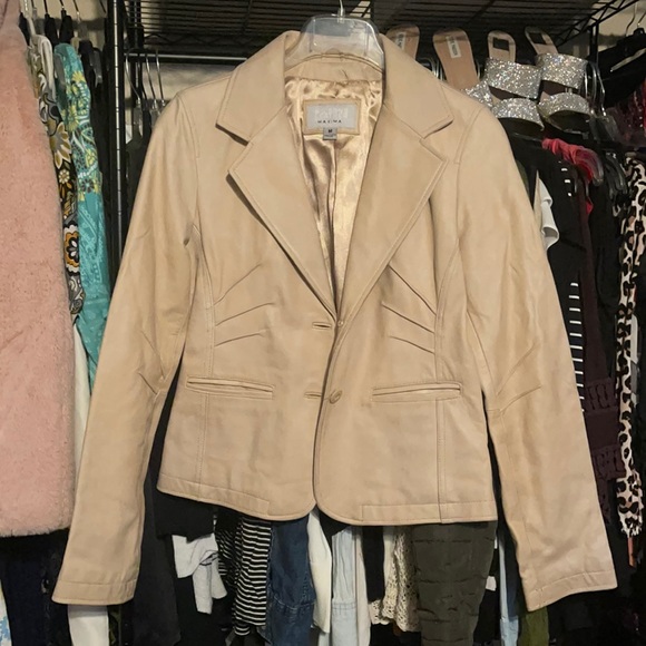 Wilson Leather - Super soft Cream Colored Lined Leather Jacket - Picture 1 of 5